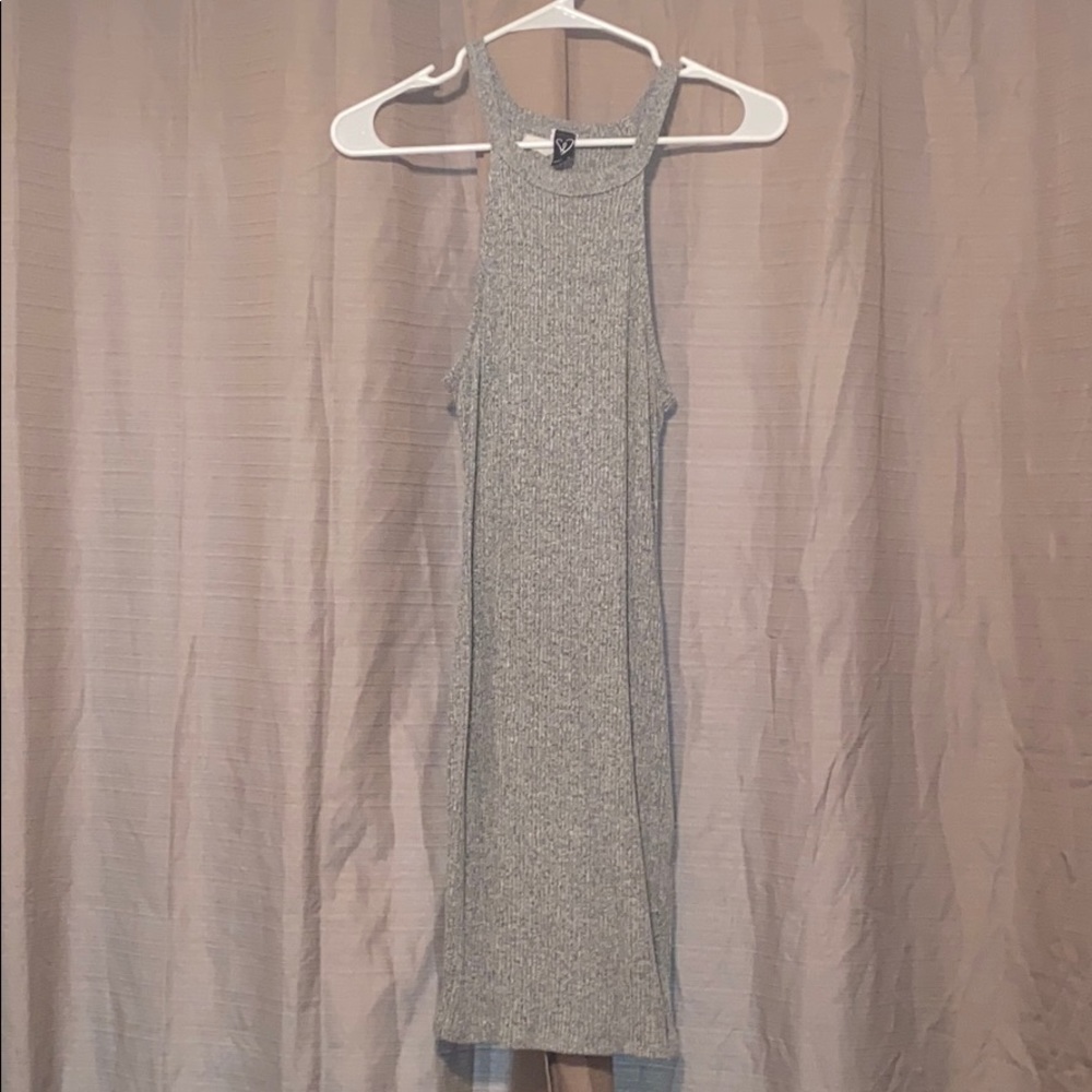 Gray tight fitted dress.